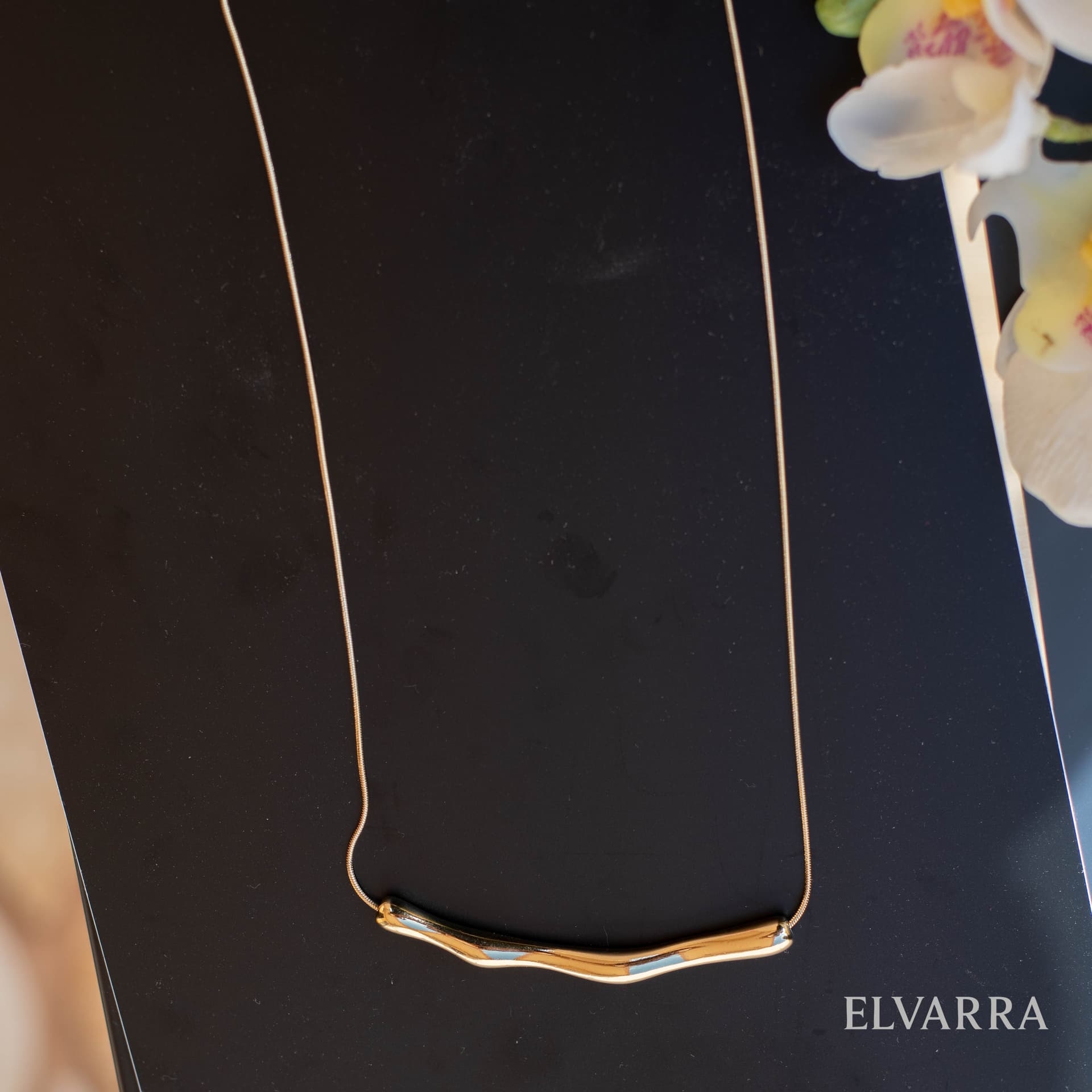 Gold Plated Bamboo Pendant Snake Chain Necklace thumbnail 2