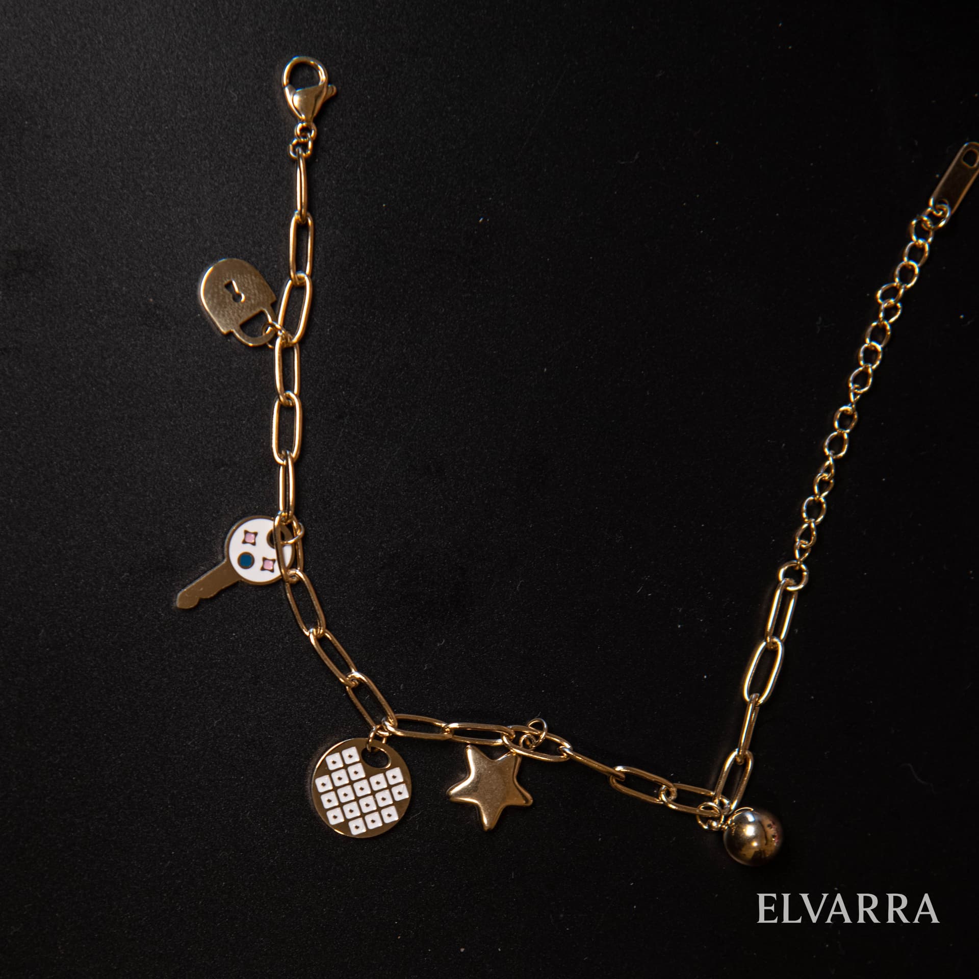 Clover Star Flower Charms Paperclip Bracelet thumbnail 2