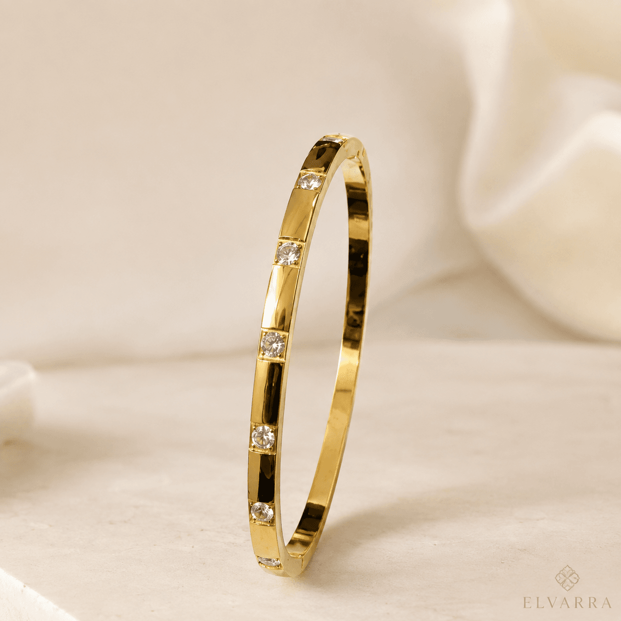 Gold Crystal Stainless Steel Bangle Size 2.6 thumbnail 1