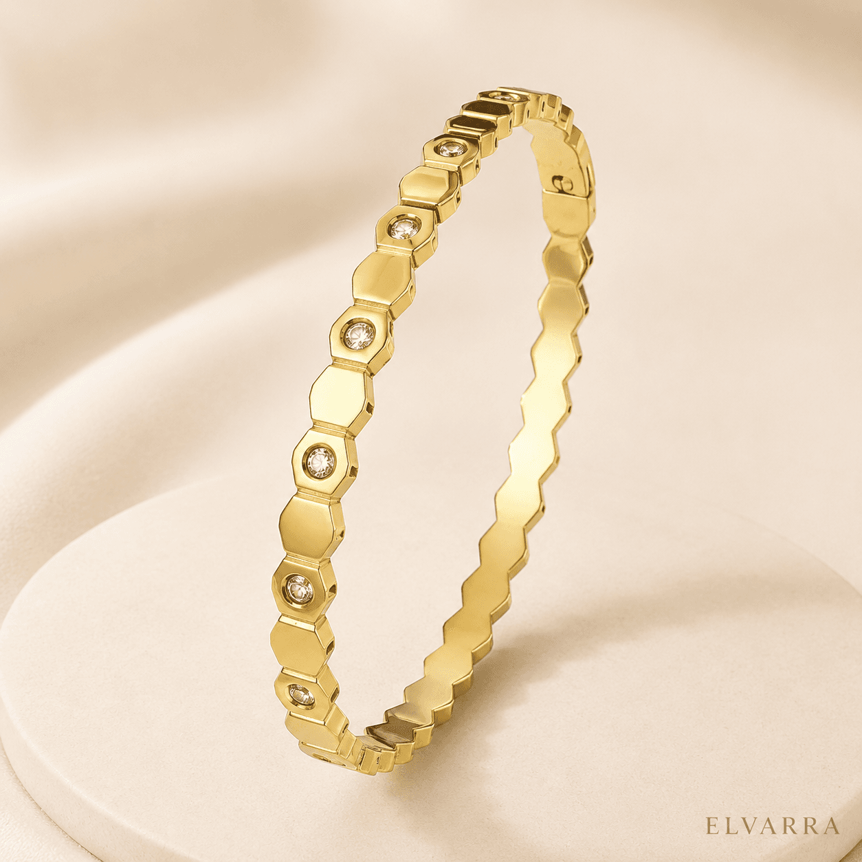 Hexa Crystal Gold Bangle | Anti Tarnish Size 2.6 thumbnail 1