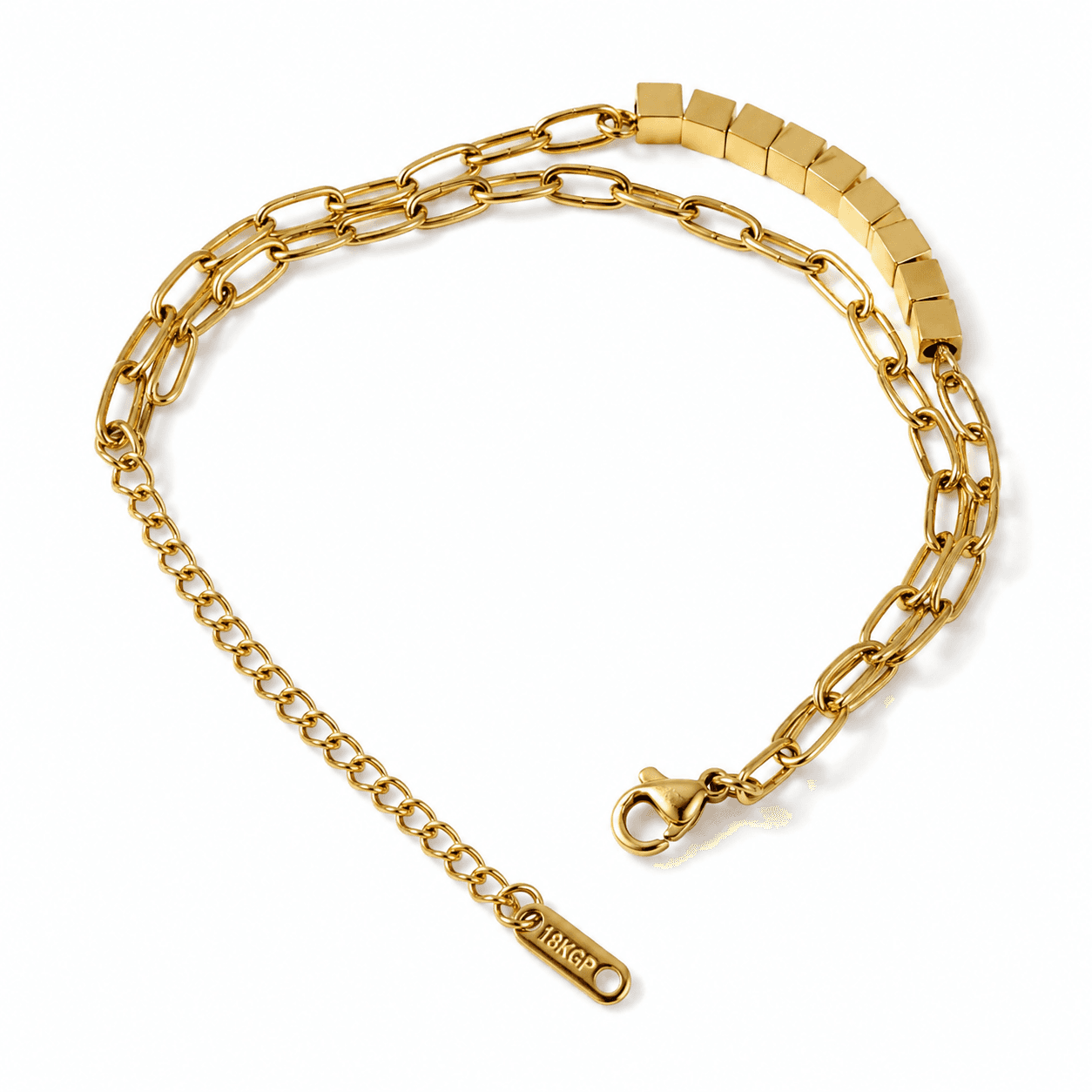 Anti Tarnish Gold Dual Layer Chain Bracelet thumbnail 2