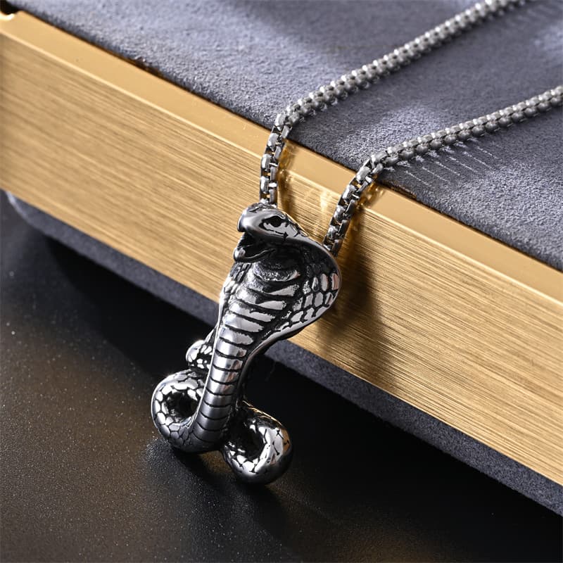 Cobra Snake Stainless Steel Pendant Necklace – Bold Statement Unisex Jewelry thumbnail 1