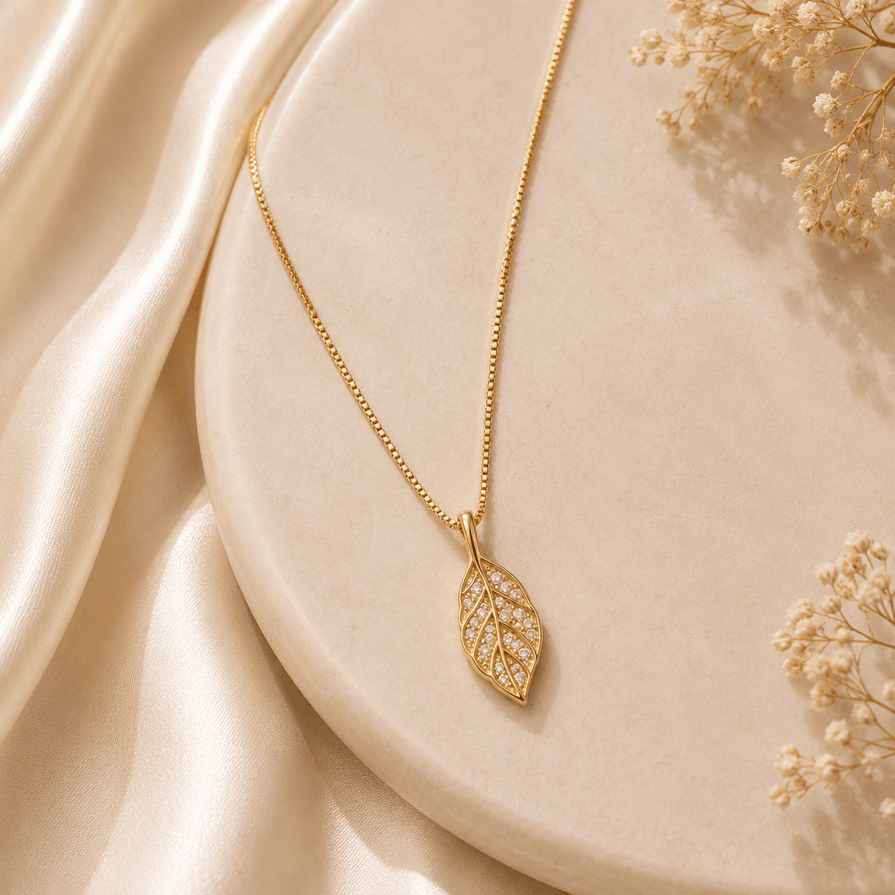 Elvarra Crystal Leaf Anti-Tarnish Necklace thumbnail 2