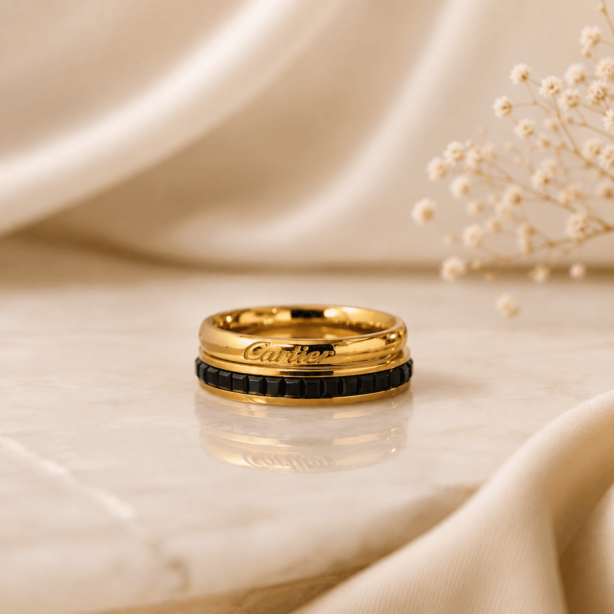 Elvarra Noir Gold Plated Statement Ring black thumbnail 2
