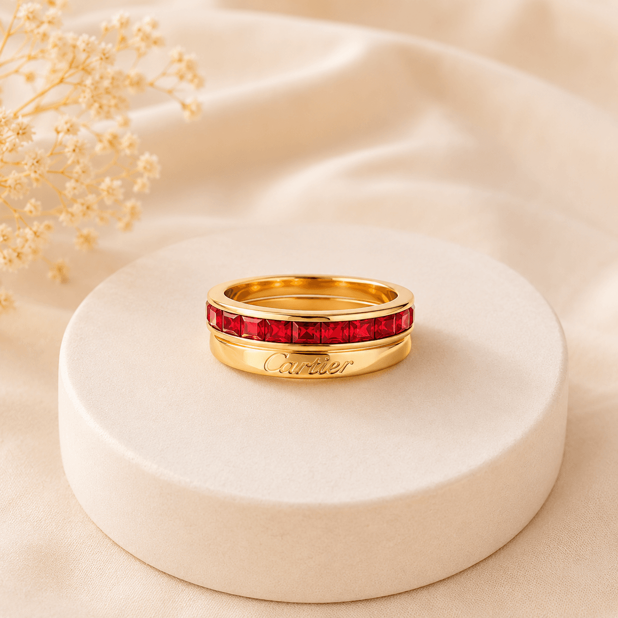 Elvarra Noir Gold Plated Statement Ring red thumbnail 2